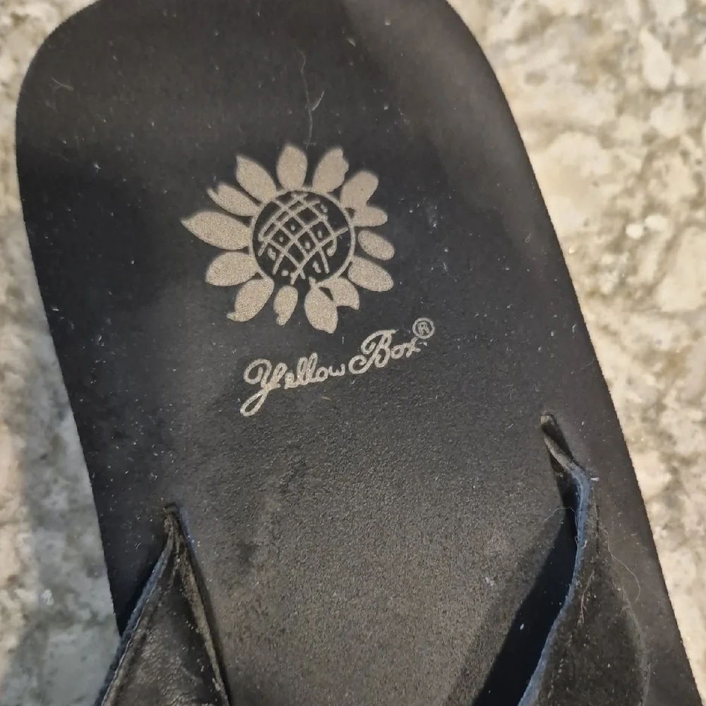 Yellow Box Belicia Black Sandals with Rhinestone and Gold Accents - Picture 2 of 11
